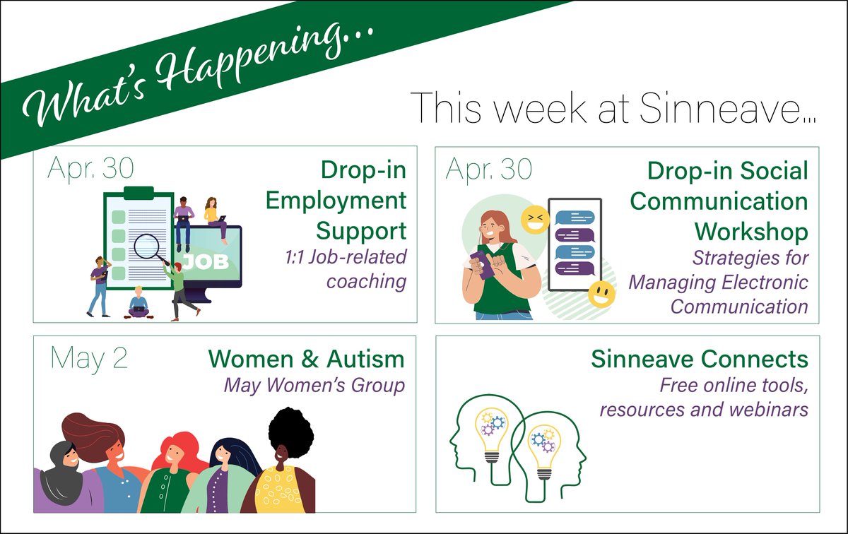 Here's what's happening here at Sinneave this week! Check out the event calendar on our website for a full list of upcoming activities and events. We also invite you to check out Sinneave Connects, our online learning hub of tools, resources and webinars: sinneavefoundation.org/thriving-in-ad…