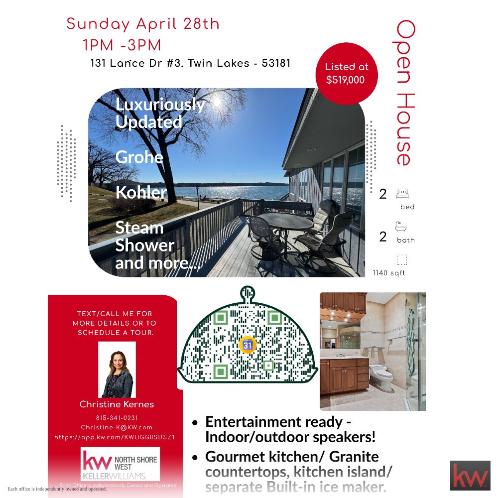 LUXURY CONDO - TWIN LAKES, WI BOAT SLIP 😎 PET FRIENDLY CONDO ASSOC INCL HEAT,AIR,WATER,ETC!!!
✨OPEN HOUSE✨ - Sunday, April 28th 1 to 3 

#twinlakeswisconsin #realestate # #luxuryliving, #condosforsale #genevalakeshorepath #walworthcountywi #kenoshacountywi #lakelife