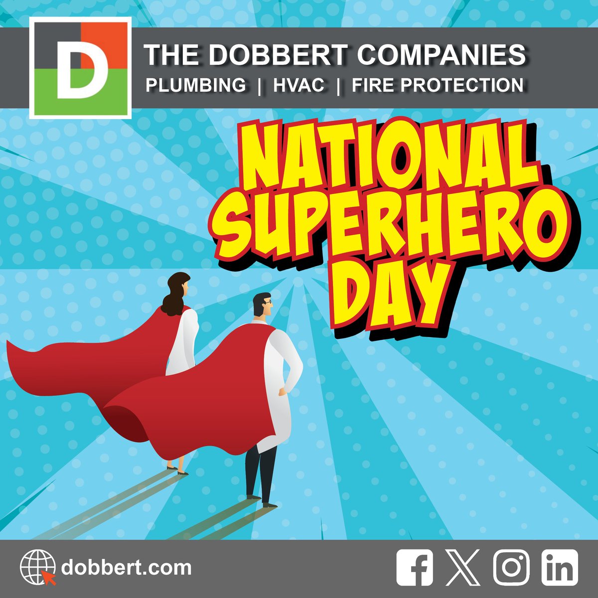 Not all superheroes wear capes! Usually our superheroes are everyday people.We appreciate your heroic efforts, and we appreciate you!

#dobbert #dobbertcos #HVAC #plumbing #fireprotection #nationalheroday #notallheroeswearcapes