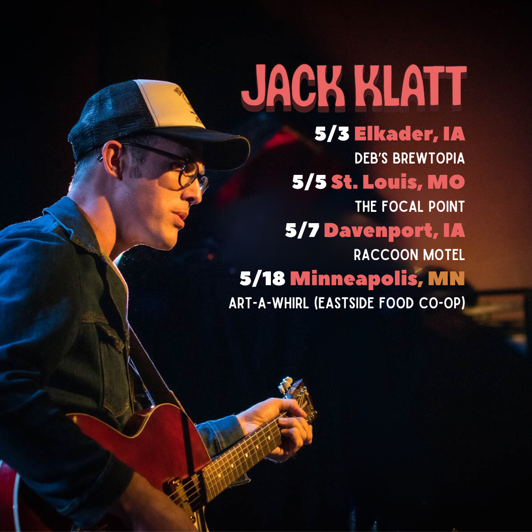 Midwest folks! @jackklattmusic is headed your way & you don't want to miss it. ⭐🎟️ Dates and venues below! May 3 - Deb's Brewtopia May 5 - Focal Point Concerts May 7 - @raccoonmotel May 8 - Art-A-Whirl (@EastsideCoop) Tickets: jackklatt.com/tour