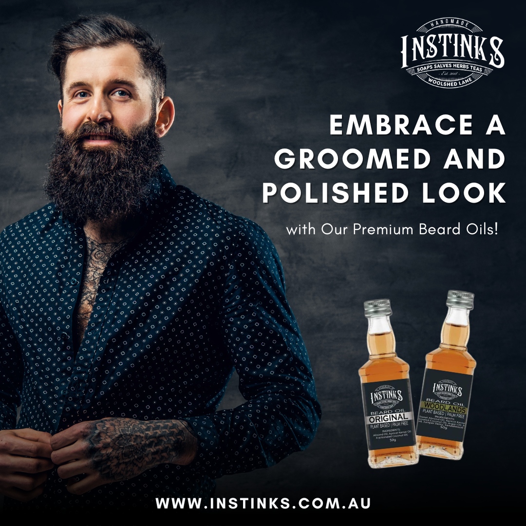 Beard game strong, style game stronger! 💪

✨ Our premium beard oils are your ticket to a groomed and polished look that turns heads. 

🌐instinks.com.au

#beardoil #mensbeardroutine #naturalbeardoil #essentialoilbeardoil #ecofriendlyoil #plantbasedproducts
