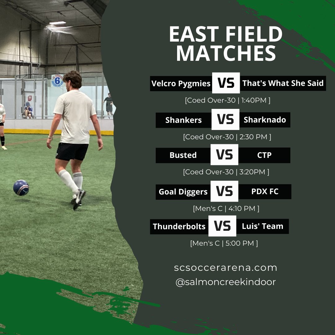 SCIndoorSoccer's tweet photo. Soccer Sunday is upon us! Come down to the arena and experience the thrill of the game as our coed Over 30 and Men's C teams showcase their skills. If you can't join us at the arena, tune in to the games on LiveBarn and cheer for our teams as if you were right here with us! https://t.co/i7Z10ECNOh