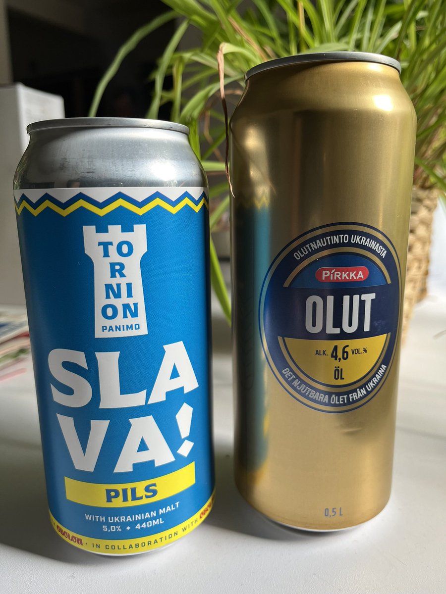 Two new beers to try. Left one is brewed by a Finnish microbrewery with Obolon malt from Ukraine. Right one is a grocery chain brand, brewed by Obolon in Ukraine.