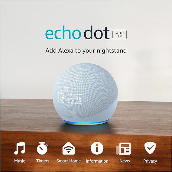 $20 off on this wonderful Amazon Echo Dot (5th Gen) with clock | Compact smart speaker with Alexa and enhanced LED display for at-a-glance clock, timers, weather, and more | Cloud Blue

#mothersdaygiftideas #OnSale #PerfectGift #LinkBelow

amzn.to/3UznA9o