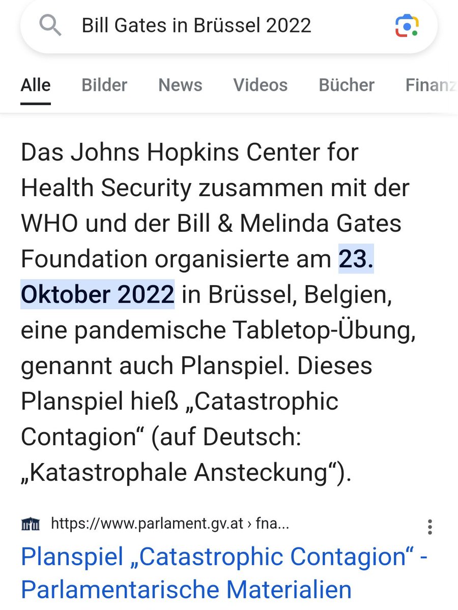Übrigens: Onkel #BillGates hat sich am 23.Oktober 2022 in Brüssel mit #WHO-Leuten getroffen und die nächste PLandemie simuliert. Daher auch das gewünschte #Pandemieabkommen von Karl #Lauterbach.

Seien Sie ab 2025 bitte vorbereitet.