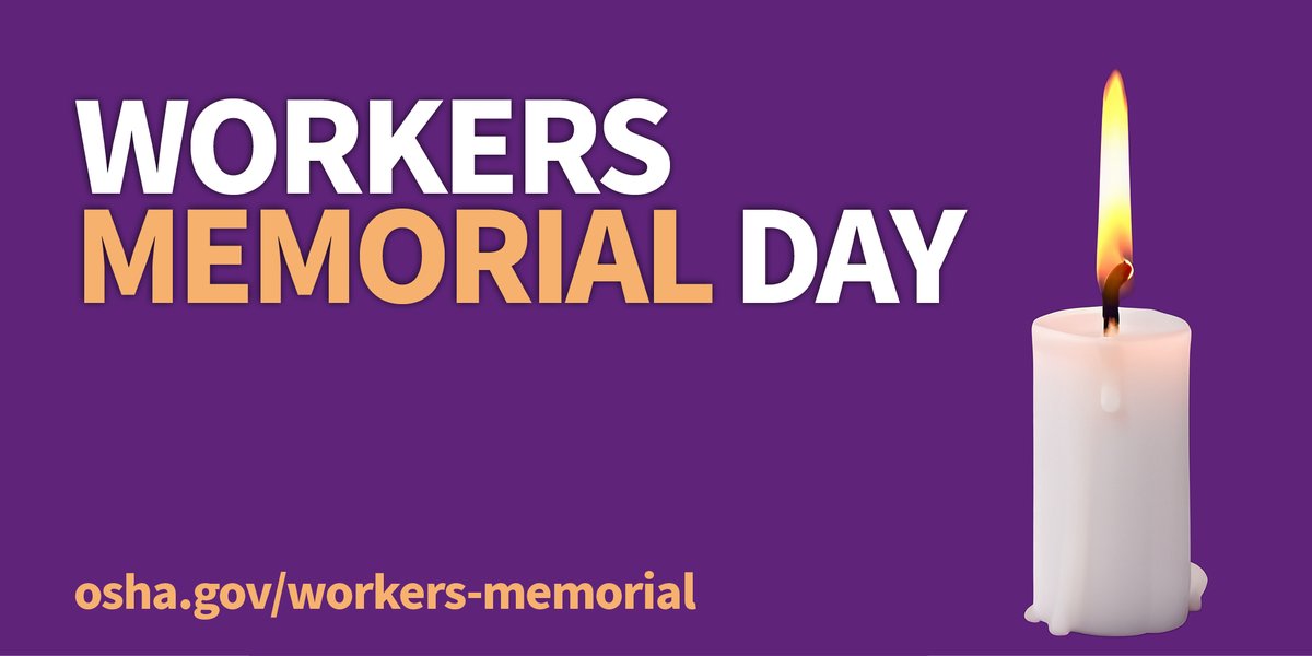 Today, on Workers Memorial Day, we honor the memory of those who have lost their lives on the job. Let's renew our commitment to fight for safe and healthy workplaces for all workers & remember that everyone deserves to come home safely at the end of the day.
