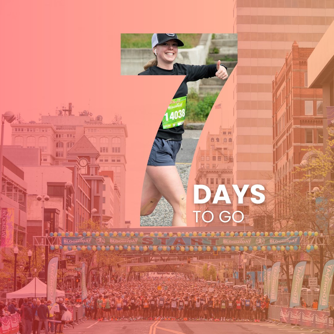 Counting down just 7 more days to the race! Can't wait to watch Spokane's streets BLOOM with excitement and cheers!bit.ly/4cAHKa4 #bloomsdayrun #spokanewashington #runwithus #walkwithus #pnwrunner #inlandnorthwest #visitspokane #runspokane #lilaccity