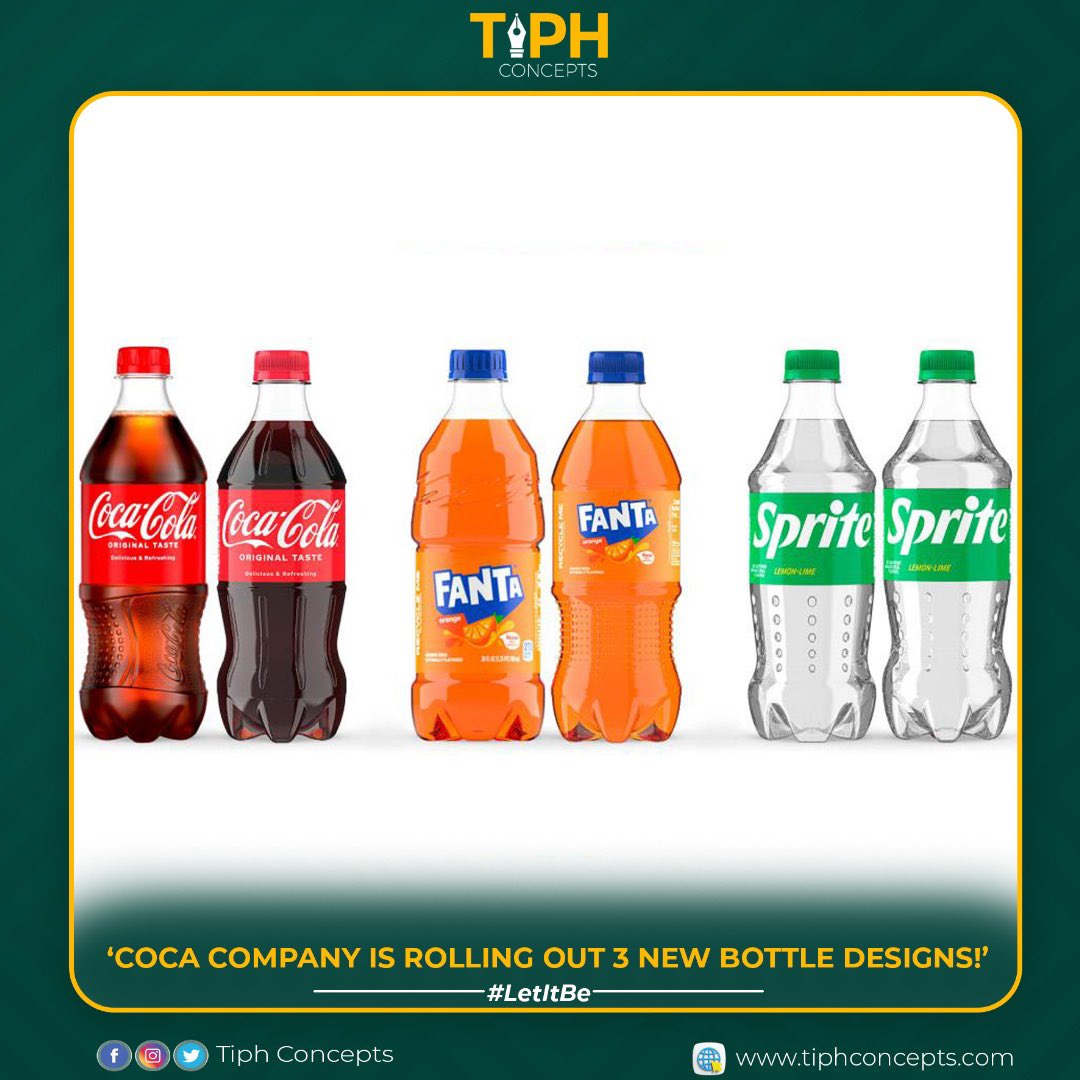 The @CocaCola Co. is rolling out three new bottle designs for Coca-Cola, @Sprite, and brands like @Fanta, and @MinuteMaid, which @Coca-Cola Co. also owns. While each bottle is slightly different, they have one common denominator: All are now 2.5 grams lighter than they used to be
