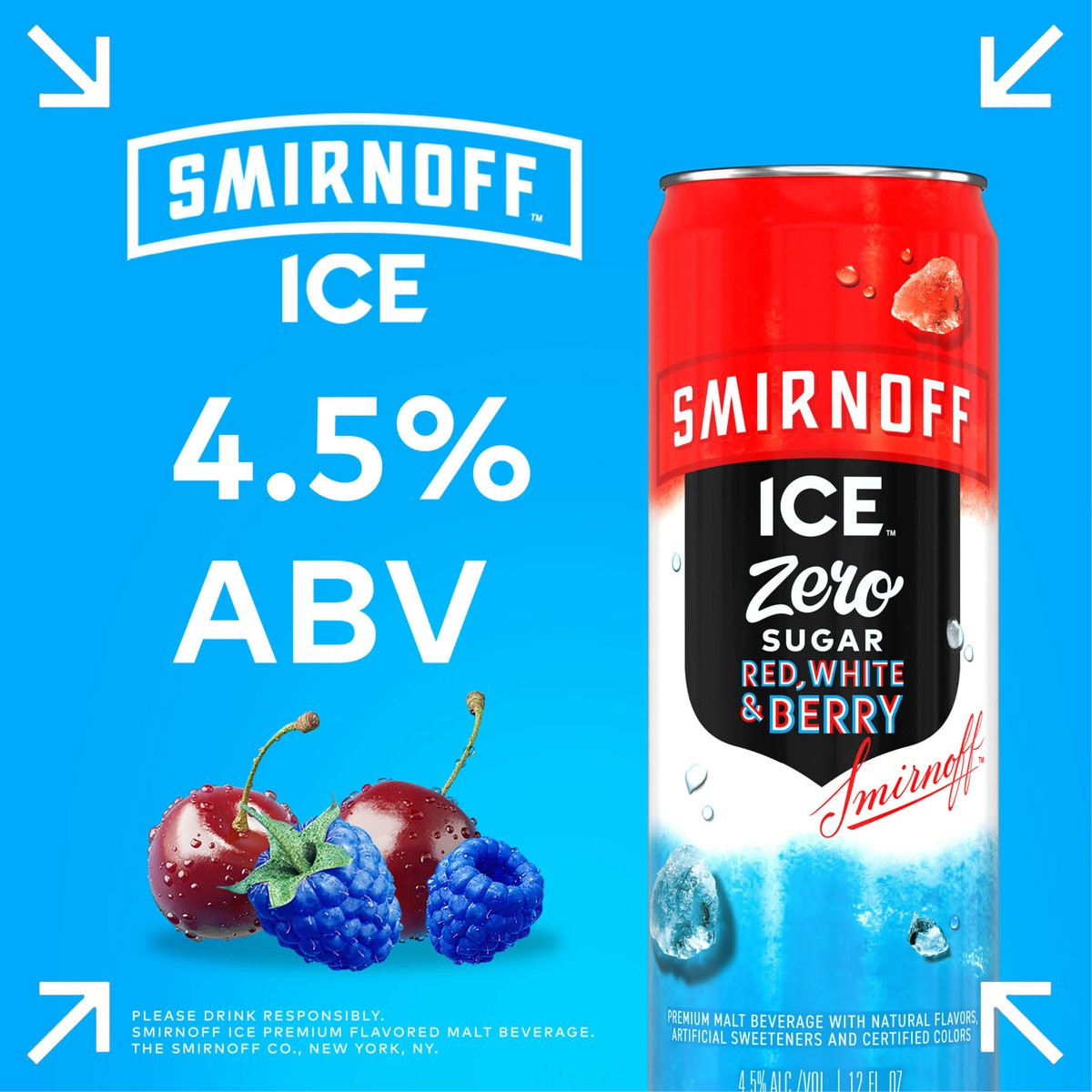 Meet the drink you'll want to stock your fridge with all summer... Smirnoff Ice Zero Sugar Red, White & Berry.
