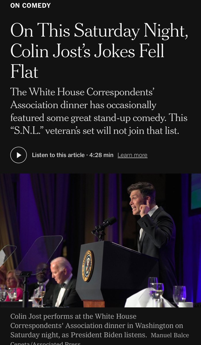 Jost: “Wordle is here today….sorry …sorry I meant the @nytimes” @nytimes - “Colin Jost’s jokes fell flat”