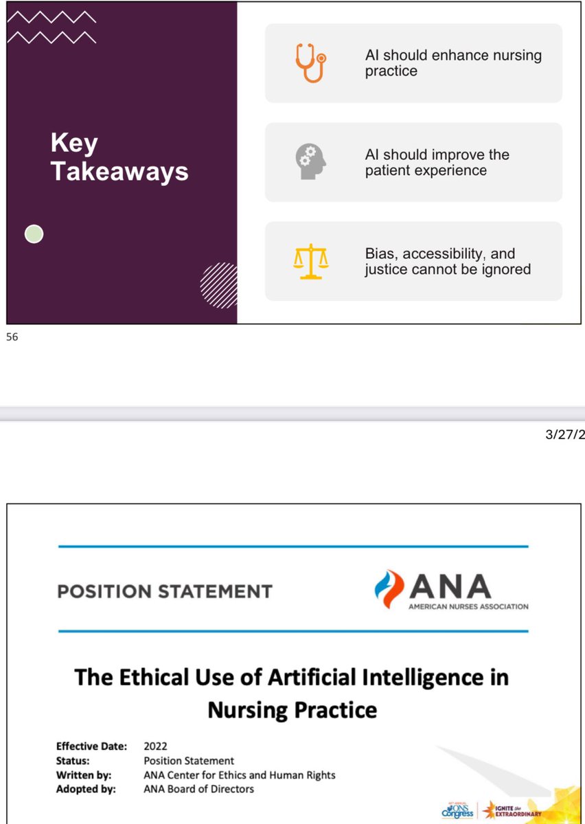 Prior to implementing #AI, important for @oncologynursing to consider how AI will enhance patient care, support patient autonomy & the patient experience as well as advocate for reducing bias #ONSCongress @ANANursingWorld