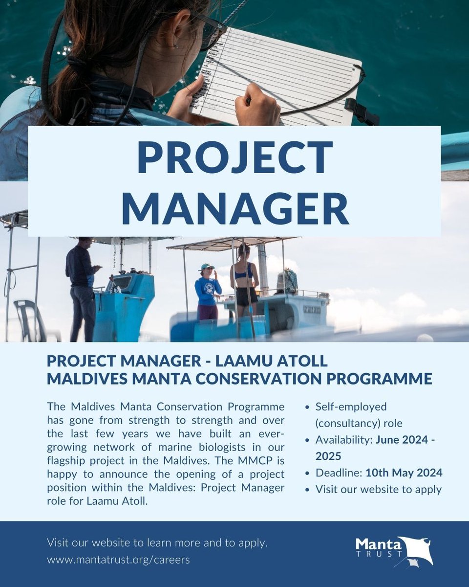 **PROJECT MANAGER ROLE** 🌊 Availability: June 2024 - 2025 🌊 Deadline: 10th of May 2024 🔗 For more information about the role and requirements, or to apply, click the link below! 👉bit.ly/2twxJGv