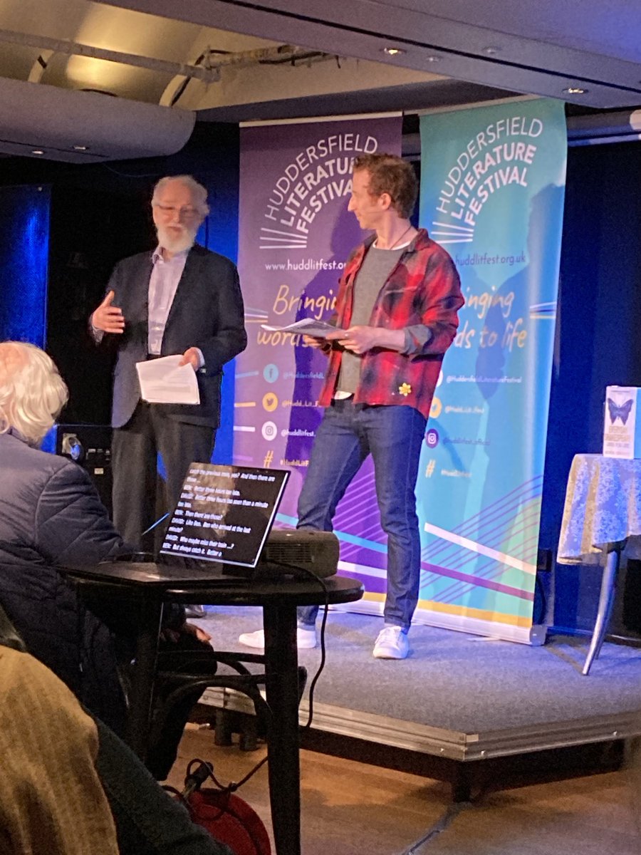 Another fabulous event ⁦@Hudd_Lit_Fest⁩ Thank you to David Crystal and ⁦@bencrystal⁩ for sharing your love of Shakespeare’s lines with such passion and joy. I’m now resolved to fit in another ‘whoosh’ with my class before half term!