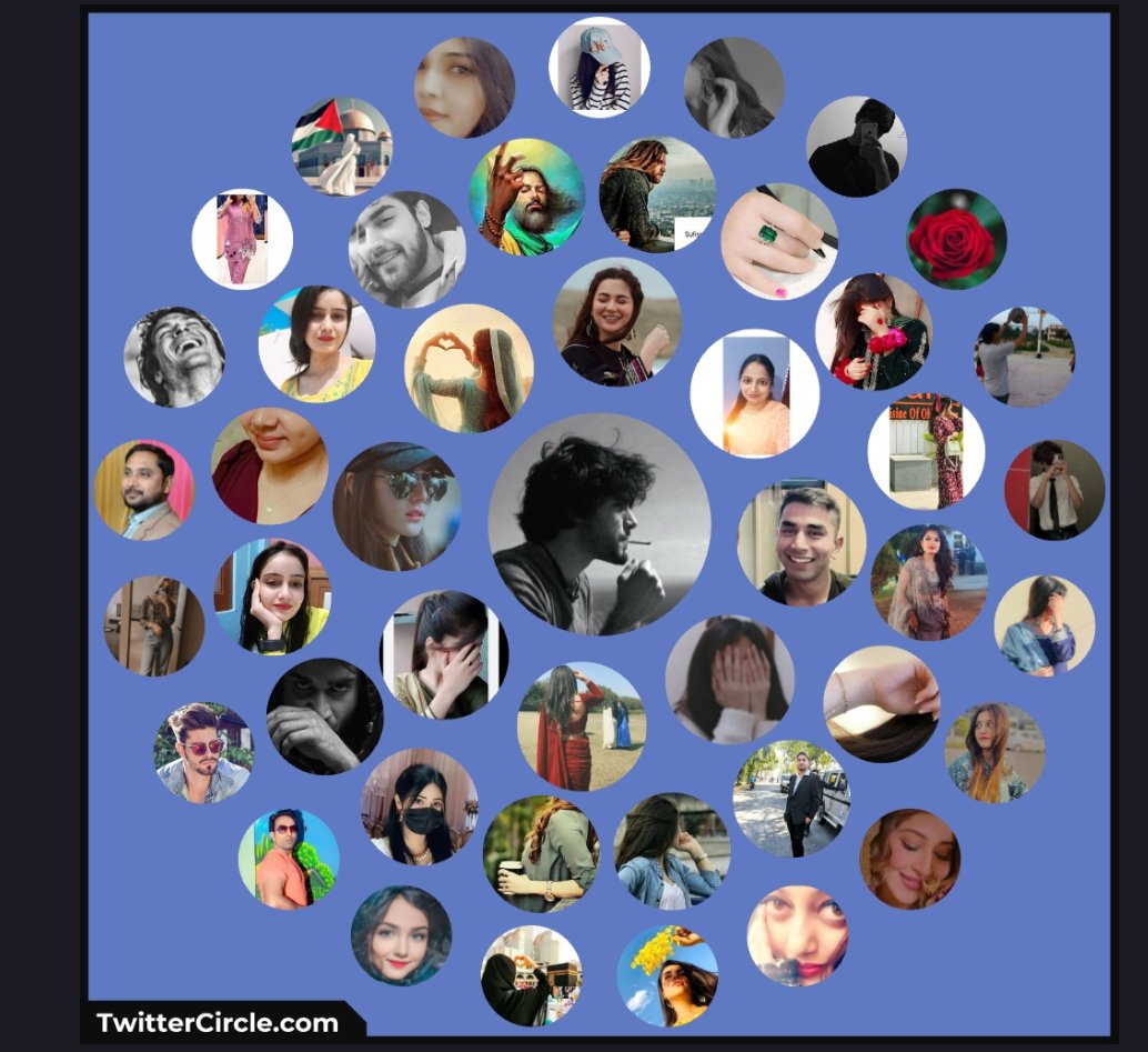 .. Circle..1
@Fatima16879 
@kaagazkemahal 
@thekhushisays 
@Fatii01_ 
@Sabiha__0 
@ApkaBanker 
@Muqaddasahmar 
Ye twitter ka gola bhi unique..Hai.. Shukriya.