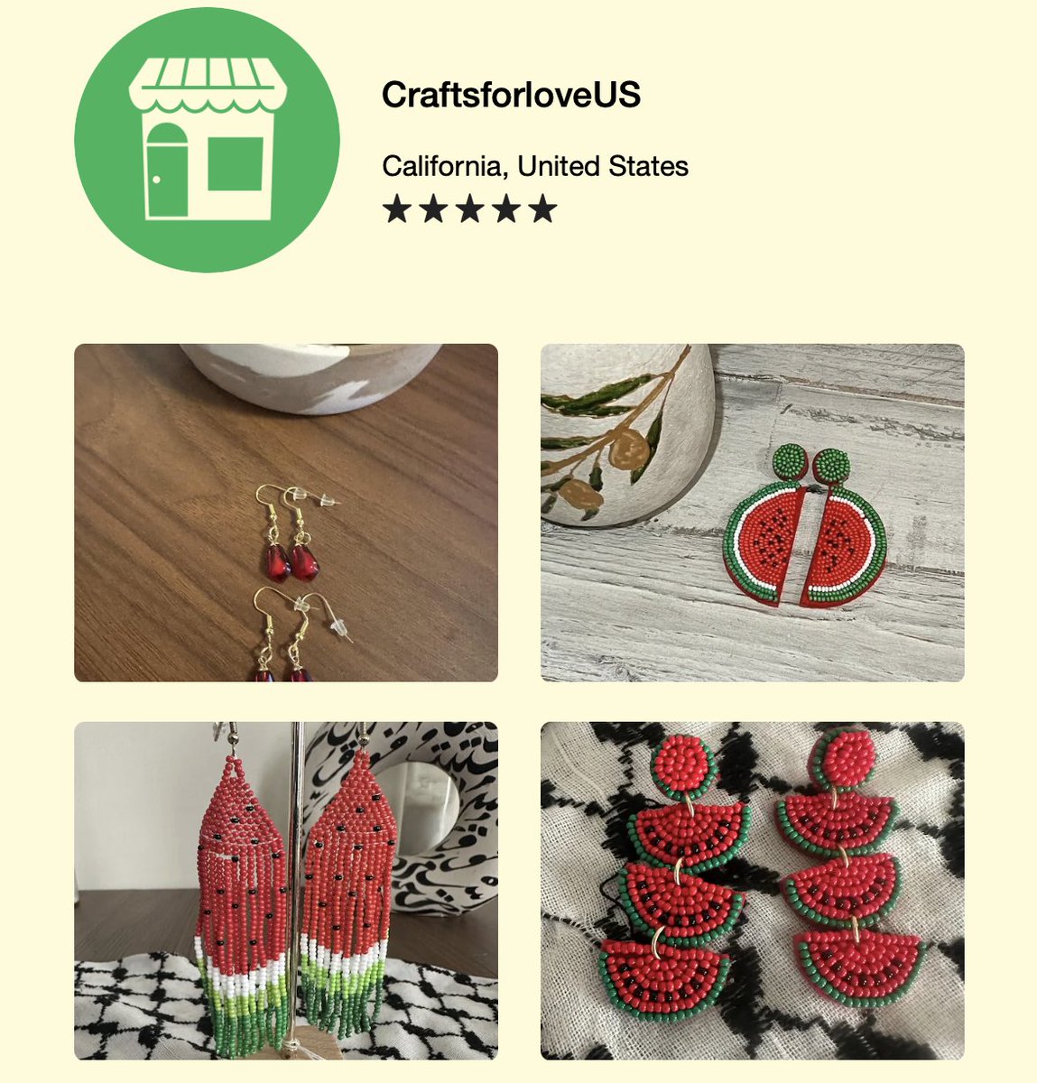 🍉🍉 Support this lovely new shop on Etsy. 🍉🍉 This is a local young woman, who began selling on Twitter. Every item made by hand, and money collected for Palestine. These made beautiful gifts, that delighted those who received them. etsy.com/shop/Craftsfor…