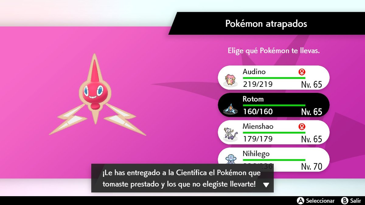 no quería a rotom, quería a nihilego :( 

#PokemonSwordShield #NintendoSwitch