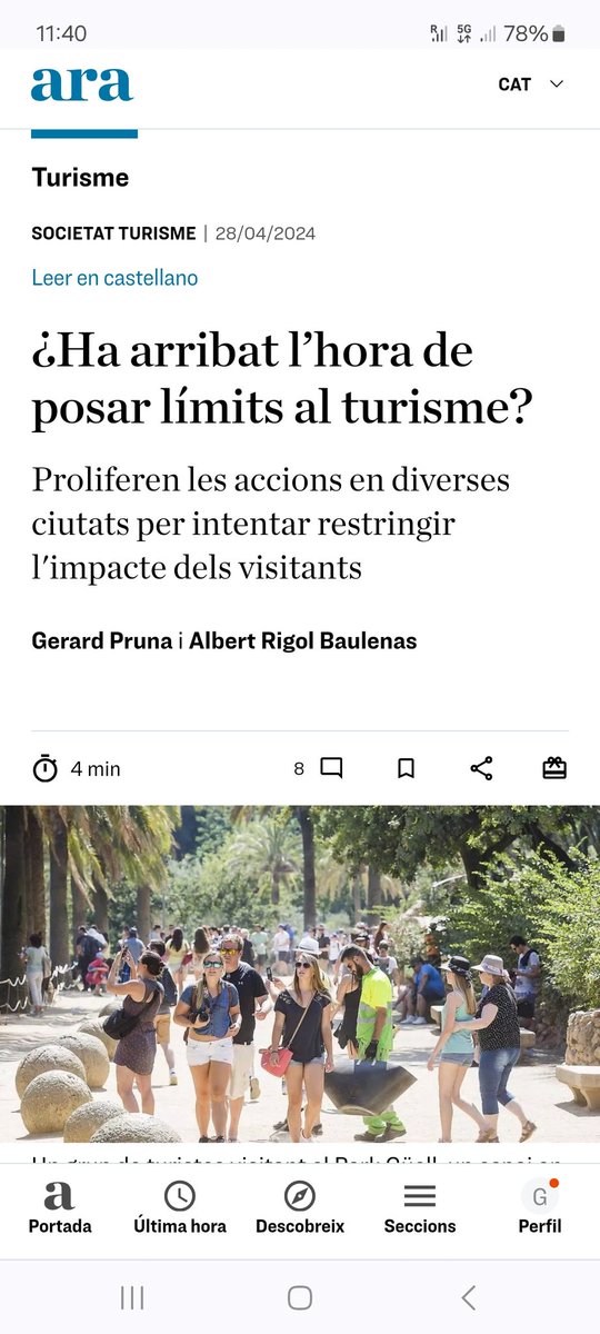 Glad to see my research on tourism picked up in this article published today in the Catalan daily @diariARA! Catalan ➡️ ara.cat/societat/turis… Spanish ➡️ es.ara.cat/sociedad/turis…