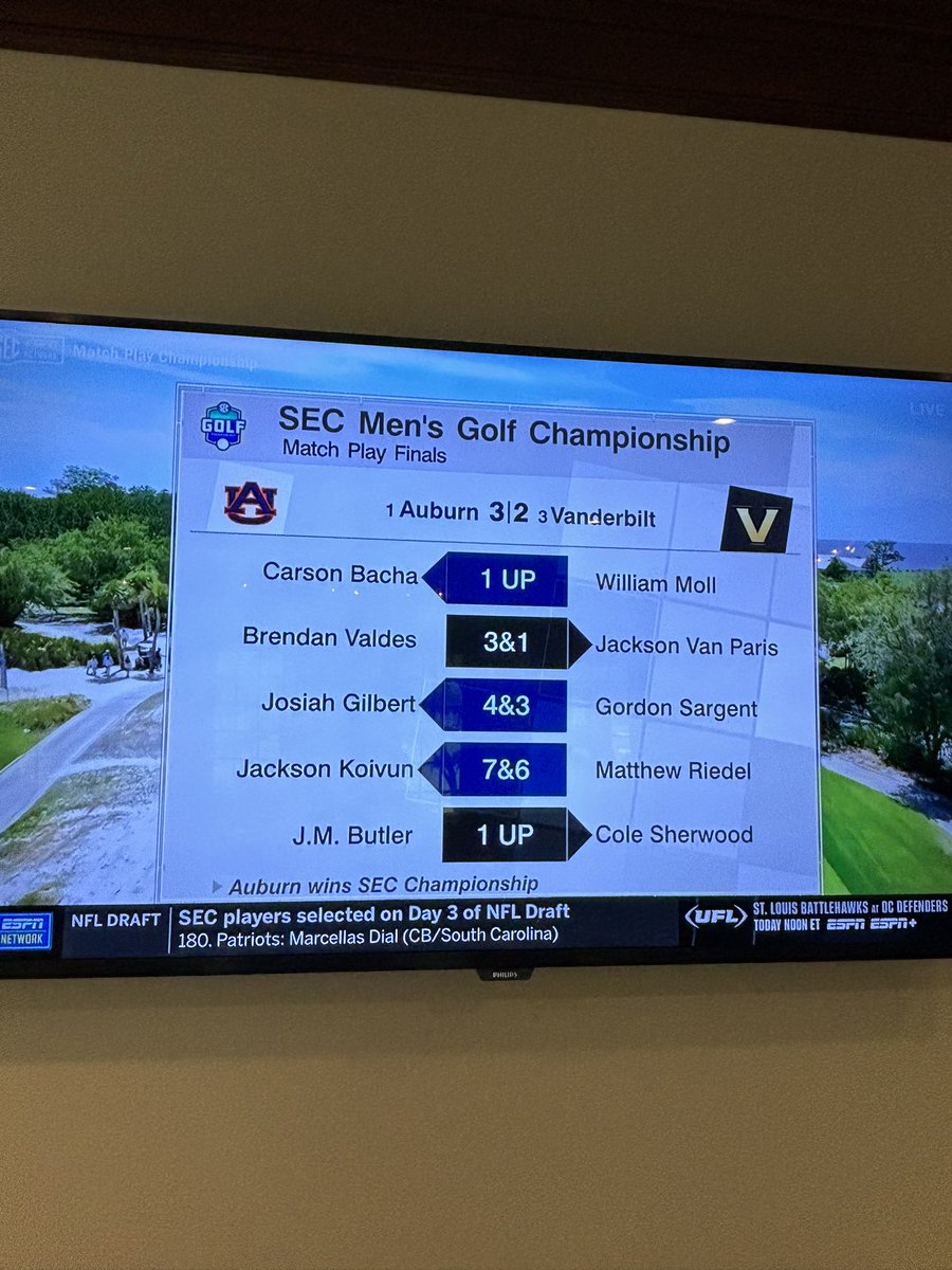 Great job to the @SECNetwork team! Loved the drone shots out at Sea Island and congrats to @AuburnMGolf @Ryanesh24 👏