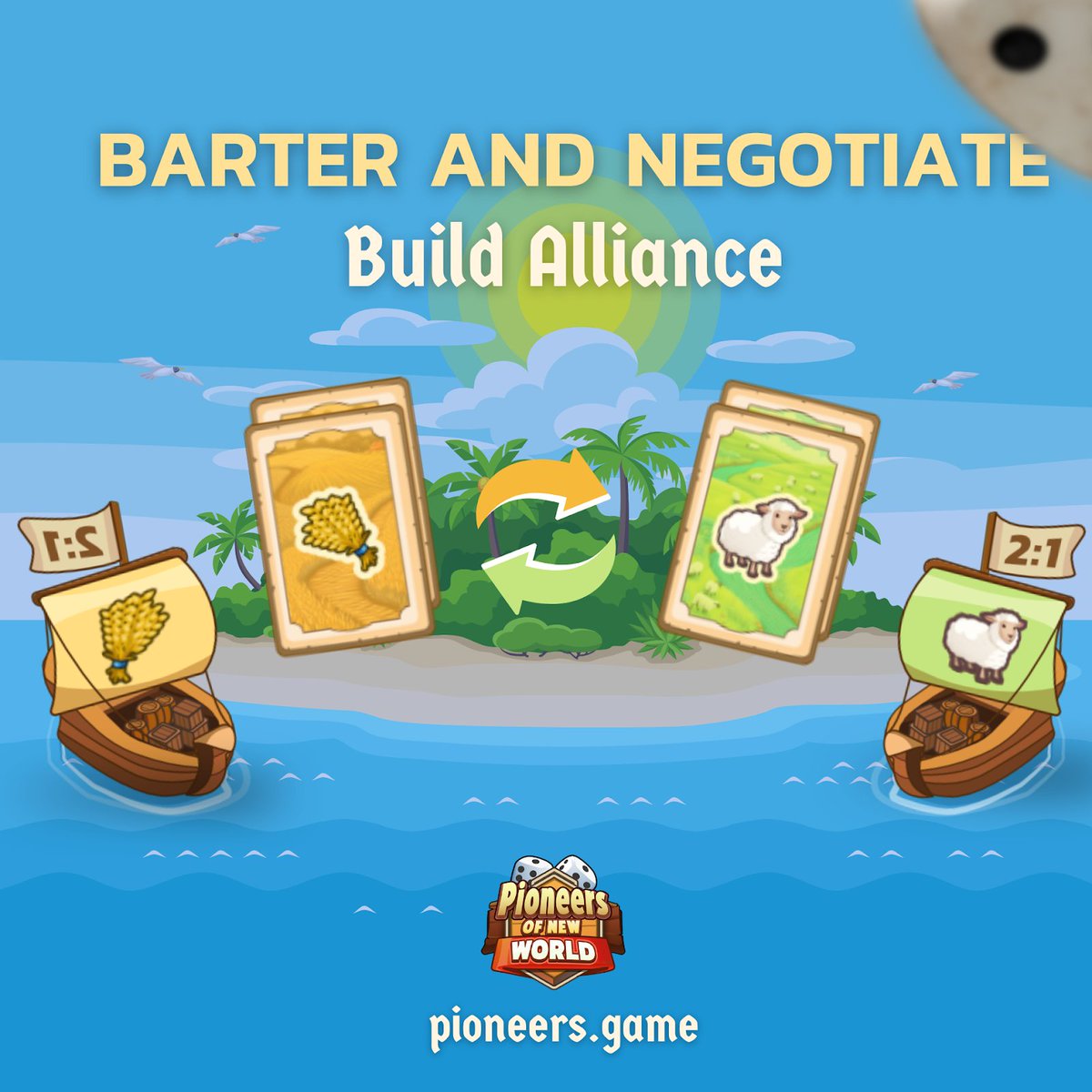 Barter and negotiate in Pioneers of the New World! 

When trading with fellow players, exchange any mix of resources to strike a deal. Seal the agreement, and watch your empire flourish! 🤝💼 

#PioneersOfTheNewWorld #StrategyGaming #crypto #cryptocurrecy #web3 #web3gaming…