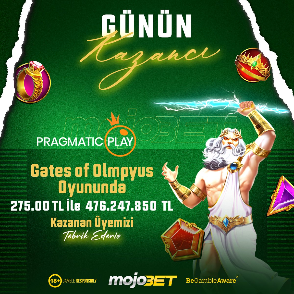 🔥Kazanmanın Adresi MojoBet Demiştik! 🔥 🎉Gates of Olmpyus Oyununda 275.00 TL İle 476.247.850 TL Kazanan Üyemizi Tebrik Ederiz!👏 🌟Ayrıcalıklarla, Sınırsız Kazançlarla Dolu MojoBet Dünyasına Sende Hemen Katıl ! ▶GÜNCEL GİRİŞ : t2m.io/mojososyal