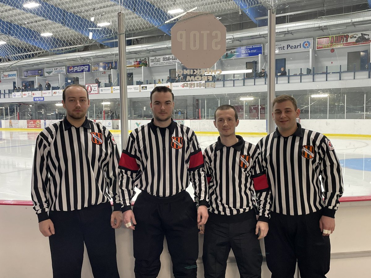Congratulations to our officials who were selected to work the Atlantic Junior B Don Johnson Cup @2024DOJO Great work all week by everyone. Special congratulations to our championship crew Brett Dalton call MacIsaac Taylor , Heffernan and Mark Day