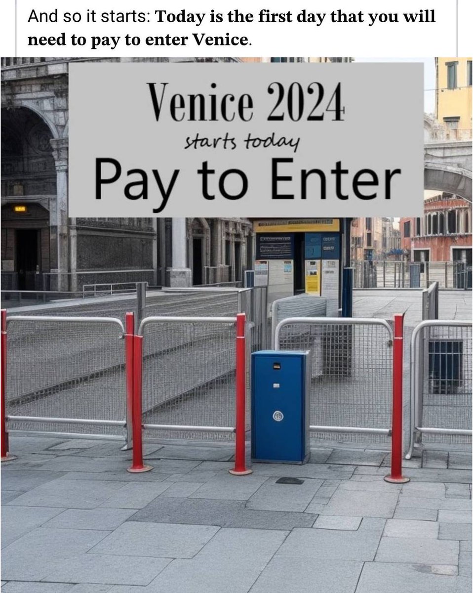 Today is the first day that you will need to pay to enter venice...