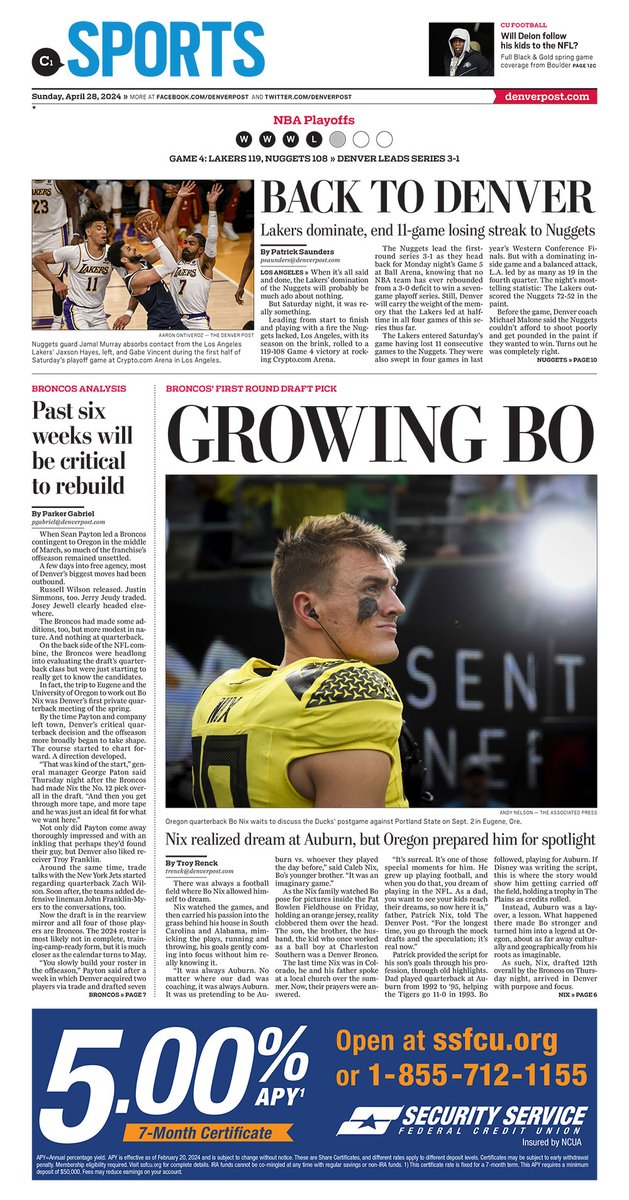 Busy Saturday. Tons of @DPostSports coverage. @TroyRenck on Bo: denverpost.com/2024/04/28/bo-… @ParkerJGabriel on Broncos' 6 weeks: denverpost.com/2024/04/27/bro… @psaundersdp on Nuggets' Game 4: denverpost.com/2024/04/27/nug… @cmasisak22 on Middelstadt's rise: denverpost.com/2024/04/27/cas…