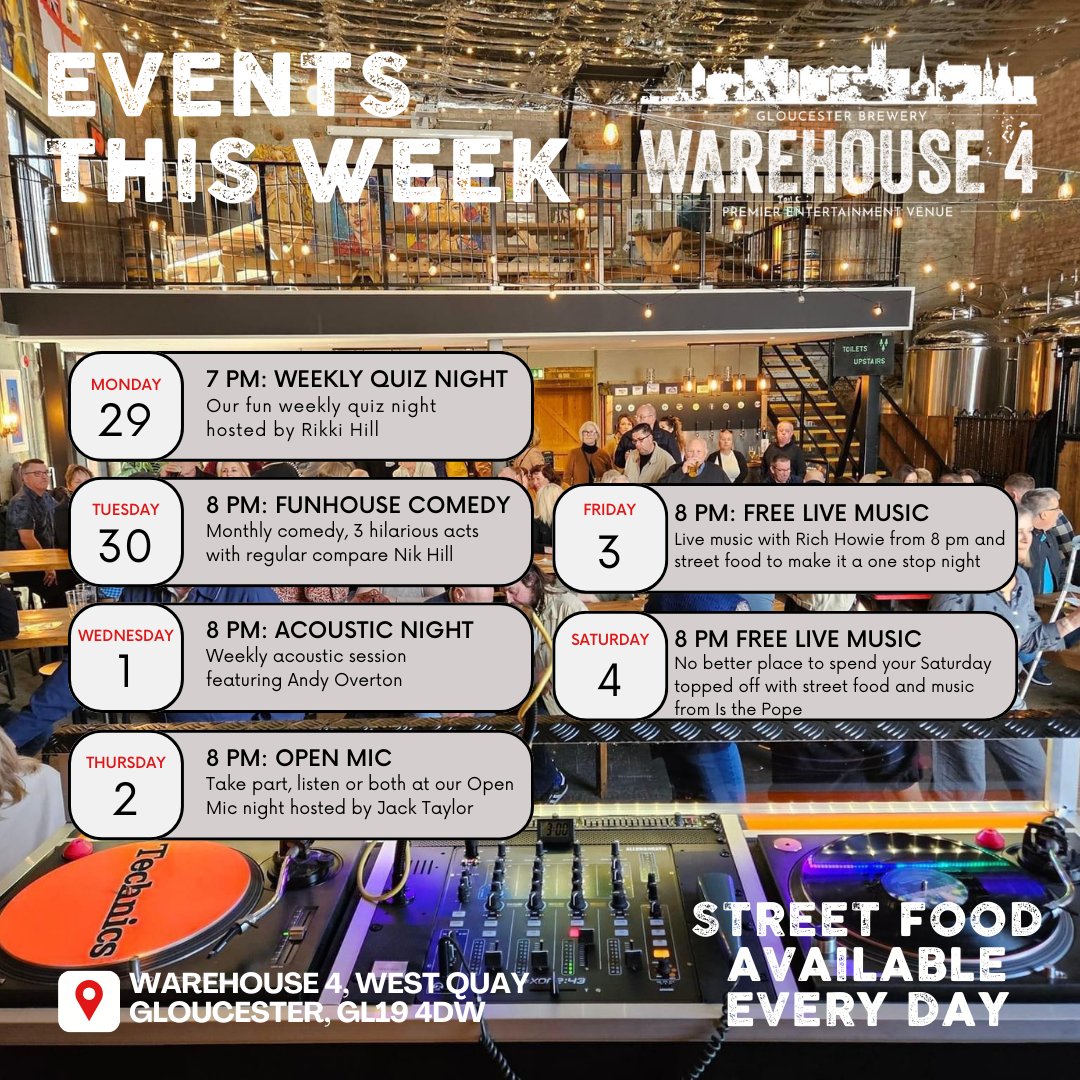 A busy week in our Warehouse 4 Taproom this week. There's plenty for everyone so get yourself down and enjoy the fun!!