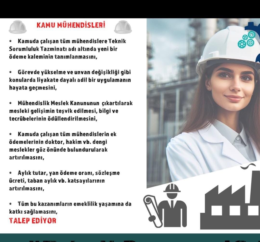 #MuhendislikKanunuMeclise
Üretim ve kalkınmanın mimarı #KamuMühendisleri özlük haklarında iyileştirme istiyor
Çözüm istiyor
@RTErdogan
@eczozgurozel
@isikhanvedat
@memetsimsek
@selcukktepeli
@KucukkayaIsmail
@tgrthabertv
@MemurSenKonf
#MühendisineSahipÇık
#CHPdenKademeyeTamDestek