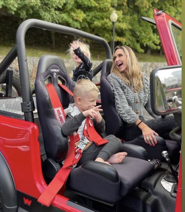Later, Lara trump took her kids for a ride in a Jeep with absolutely no regard for child seat safety laws.