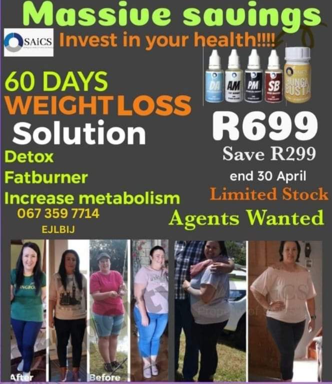 Want to look good again. 
Melt away unwanted kg in only 60 days..

Contact me for more information 
Tel nr067 359 7714
Agente kode EJLBIJ
#thermogenic #healthtips #Saics #SaicsBL #weightloss #lyfestyle #verslankings #betterlife #Health #agentswanted #fatburner #luettebouwer