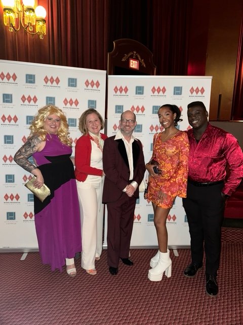 The @CityCastVegas crew representing the pod and vibing the 70s at the @NVPreservation gala at the fab @PlazaLasVegas !