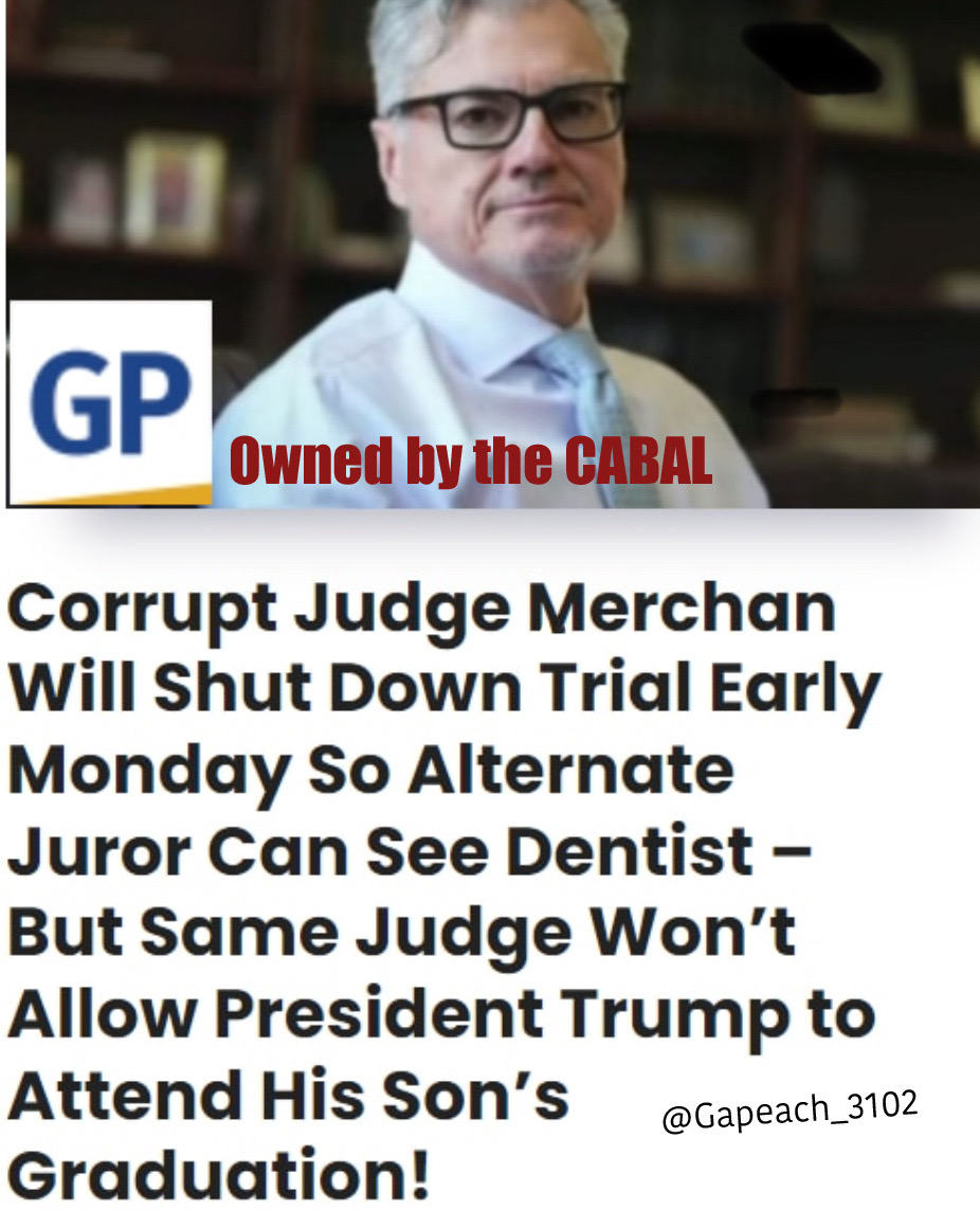 Did U know on April 22,2️⃣0️⃣2️⃣4️⃣this twit of a👨‍⚖️ shut down TRIAL EARLY so an ALTERNATE JUROR could go to the dentist yet he wouldn't let TrUmP OUT of Court for a FEW HOURS to attend his YOUNGEST & LAST son's Graduation #evil This should pi$$ off EVERY American🤬#JudicialBias