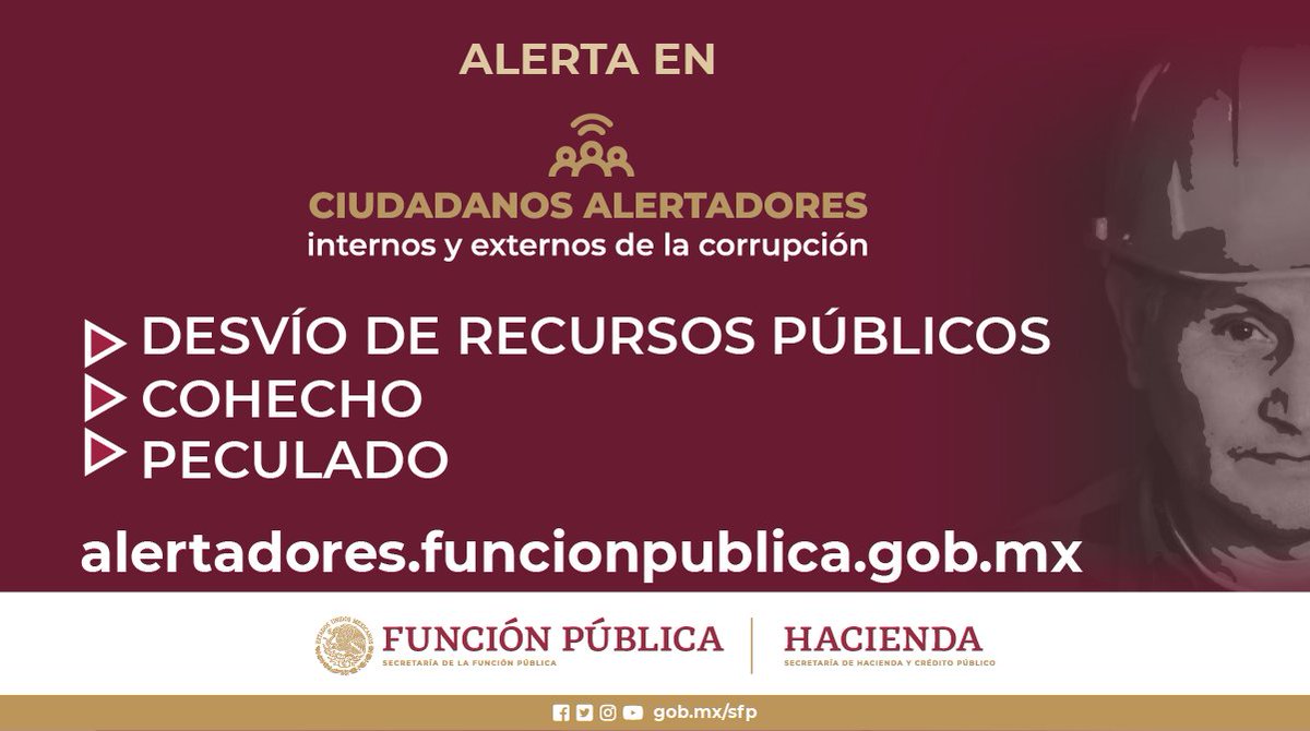 Únete a #CiudadanosAlertadores y combate la corrupción. Presenta tu denuncia aquí: alertadores.funcionpublica.gob.mx #HaciendaContraLaCorrupción🚨