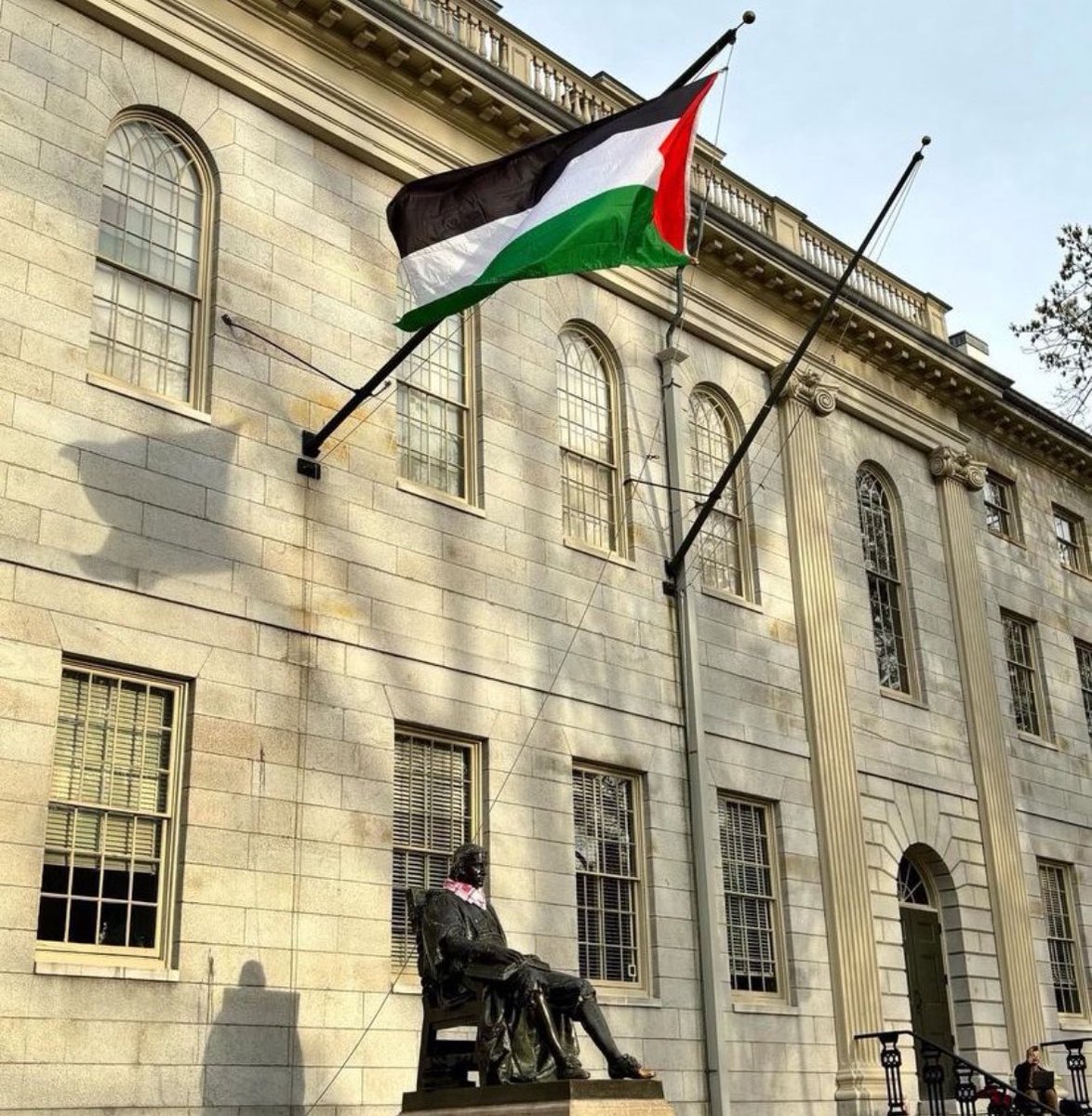 American flag REPLACED by Palestinian flag at Harvard.