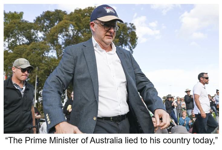 Andromedans's tweet photo. “The Prime Minister of Australia lied to his country today,”
Nothing new here, he does it every day. 
The organiser of Sunday’s rally in Canberra protesting violence against women has let loose on the Prime Minister in a furious post to social media, claiming he lied to Australians and abused his power.
#AlboMemesDay 
https://t.co/un0nwjEtKJ