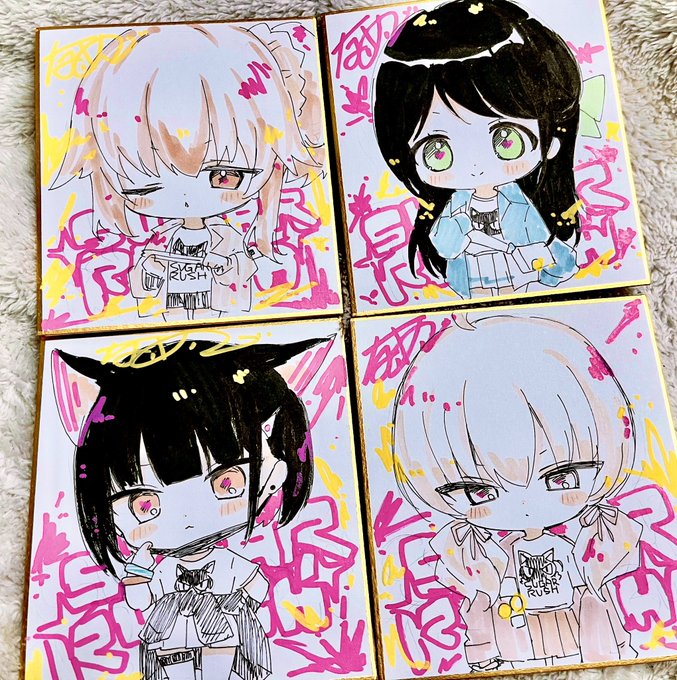 明日持っていく色紙が2枚しか余らなかったので急遽小色紙にシュガーラッシュ描いた!!!明日もっていきます!💃 