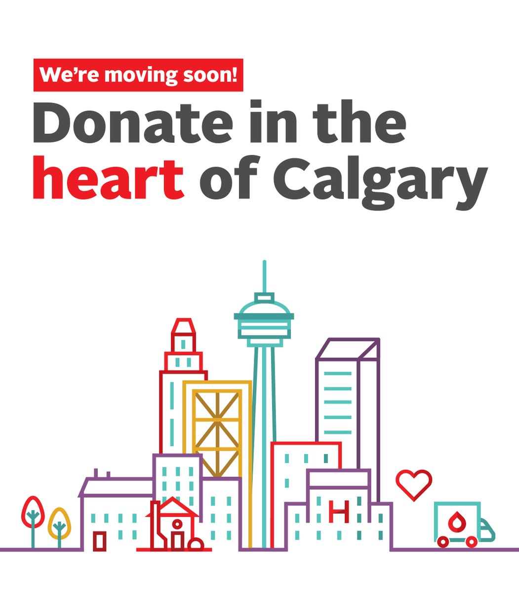 We’re moving our Calgary donor centre to the heart of the city at 207 - 9th Avenue SW, Penn West Plaza (East Tower)! Until the new location opens, please continue to donate at the Eau Claire Market. To book, please visit ow.ly/rF5c50RnbK4, or on the GiveBlood app.