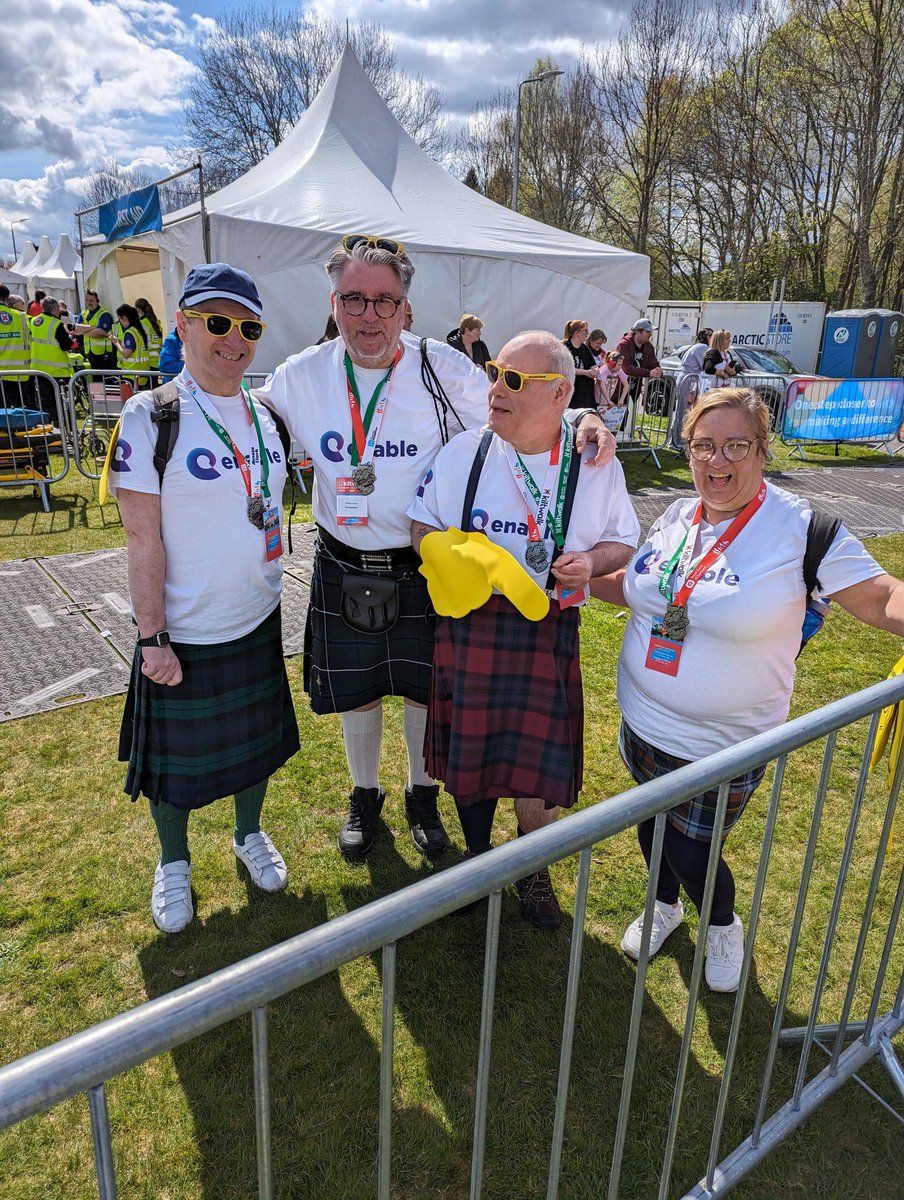 Graham walked the Glasgow Kiltwalk for @Enable_Tweets last year and loved it so much he's back this year and recruited his friend Leon. The weather is definitely better than last year so the smiles are even bigger! Well done all!