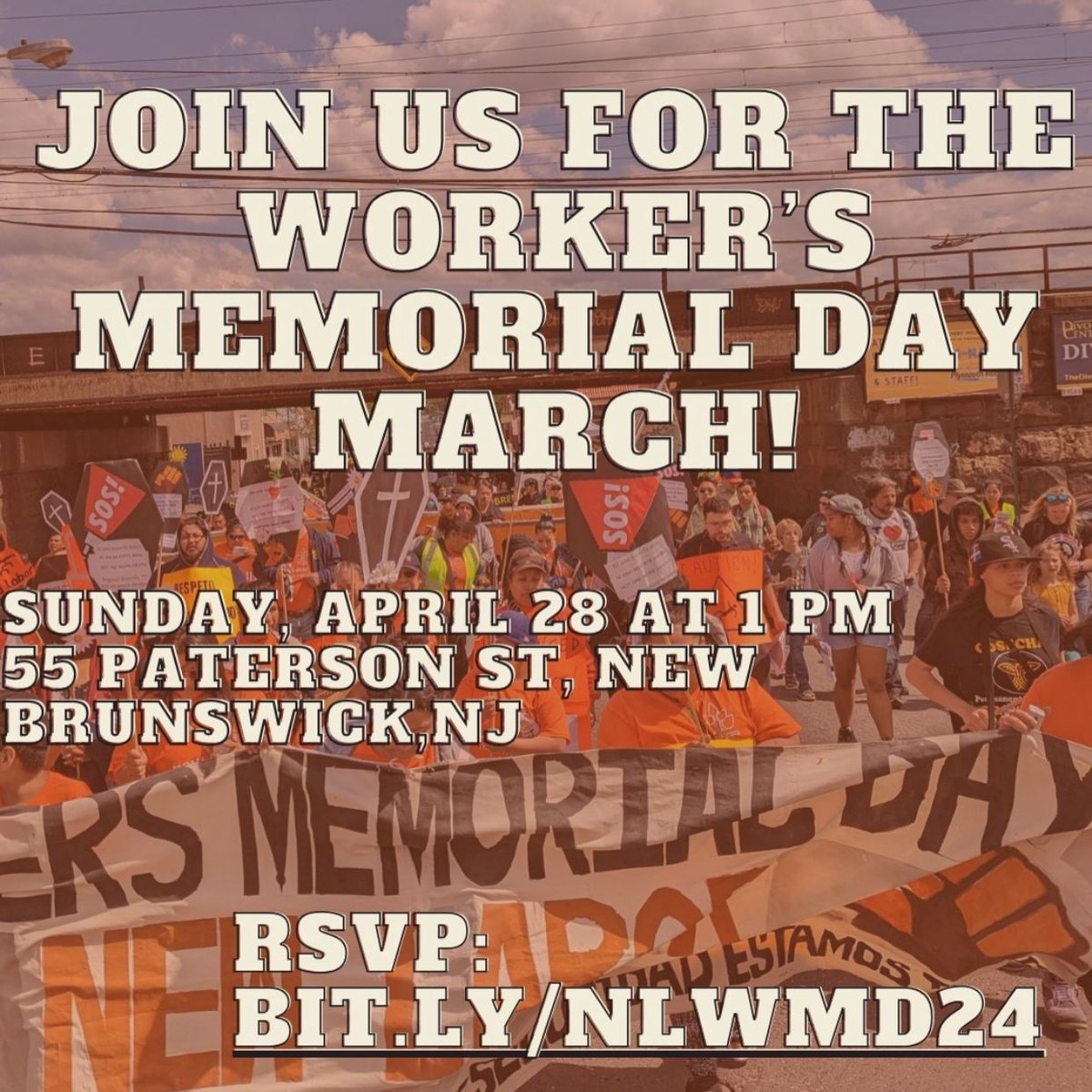 Today at 1pm EST! Join @NewLabor for the Worker's Memorial Day March in NJ! RSVP here: buff.ly/4a10Weq