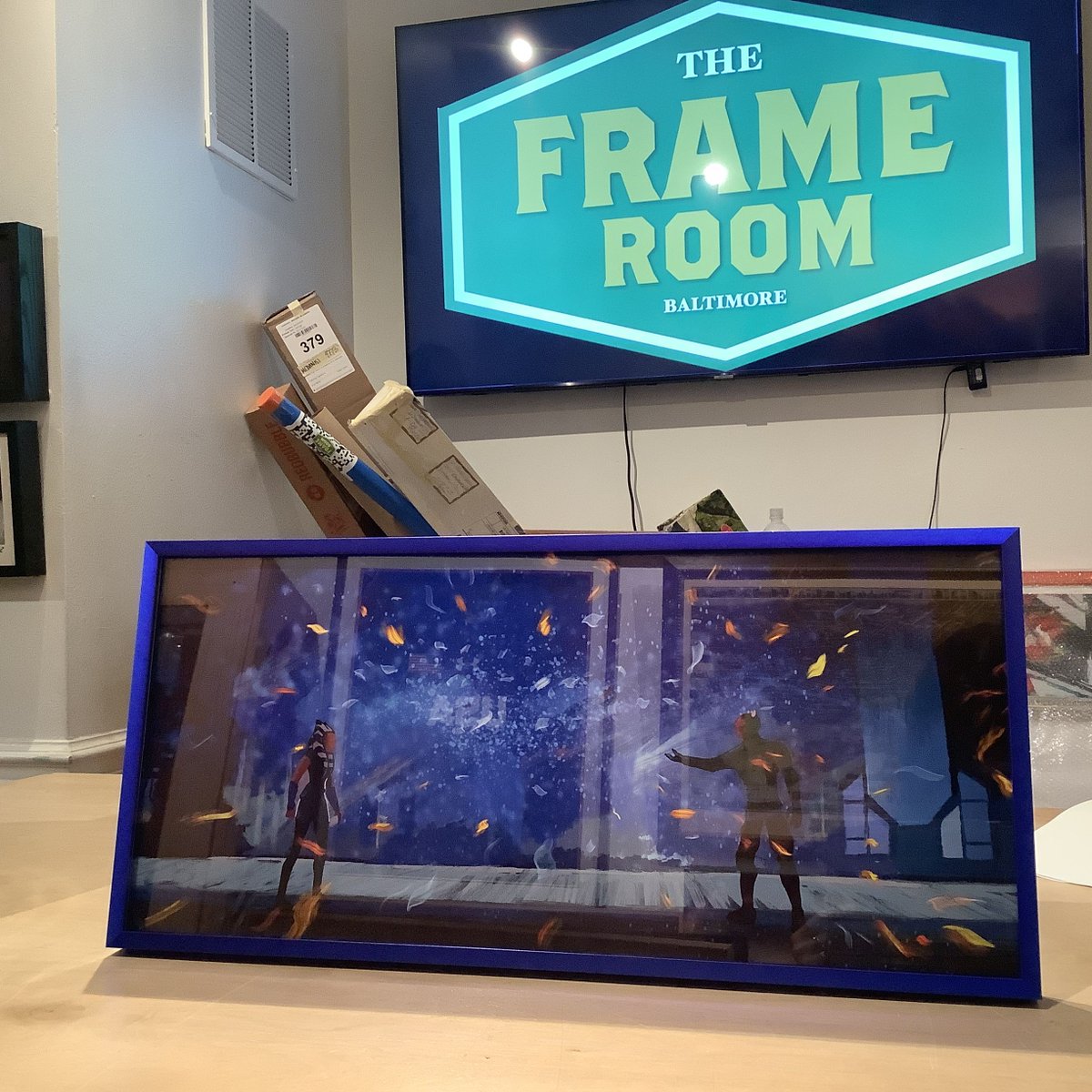 No need to fight for a slot! It's first-come first-serve!

#theframeroom #customframes #customframing #customframer #customframeshop #frameshop #fellspoint #baltimore #star #wars #ahsoka #darth #maul