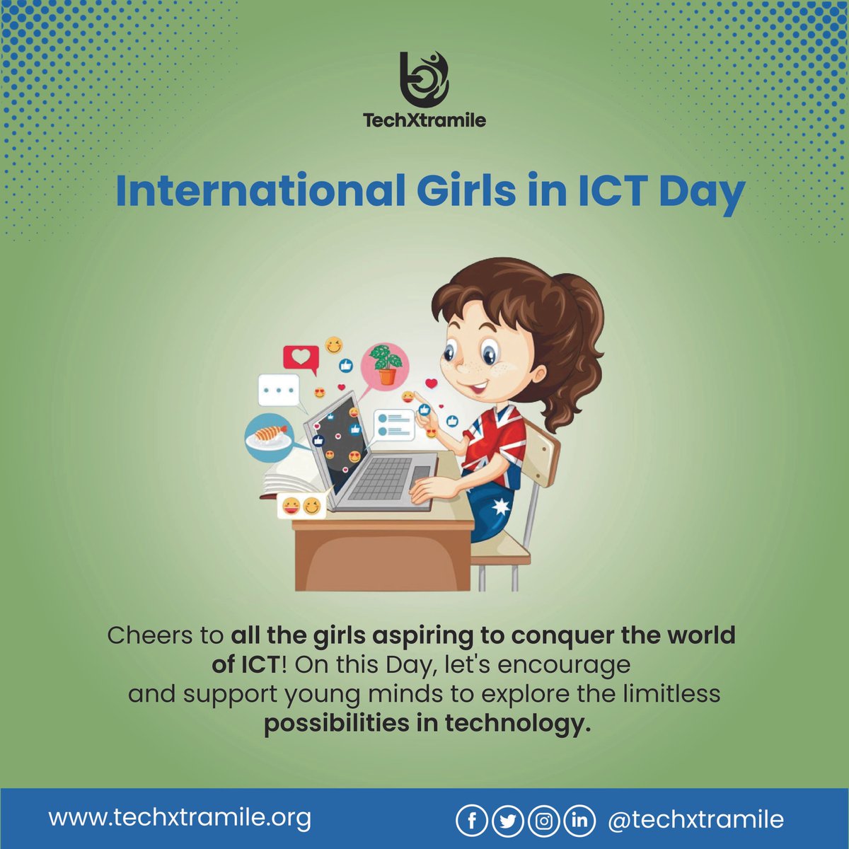 On this #GirlsinICT day, let's celebrate young women in technology! Let's empower them to discover endless opportunities. #STEMGirls #TechForChange #EmpoweringTech #InnovativeGirls #BreakingBoundaries #TechTrailblazers.