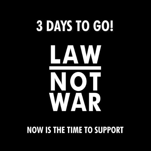 3 days left to contribute to the LAW not War campaign! 📣⏰ Visit gofundme.com/f/LAWnotWar, watch the campaign video and join the crowd. Support international justice and the rule of law, now is the time to get behind this wonderful initiative.💜 

#LAWnotWar @GlobalSolutions