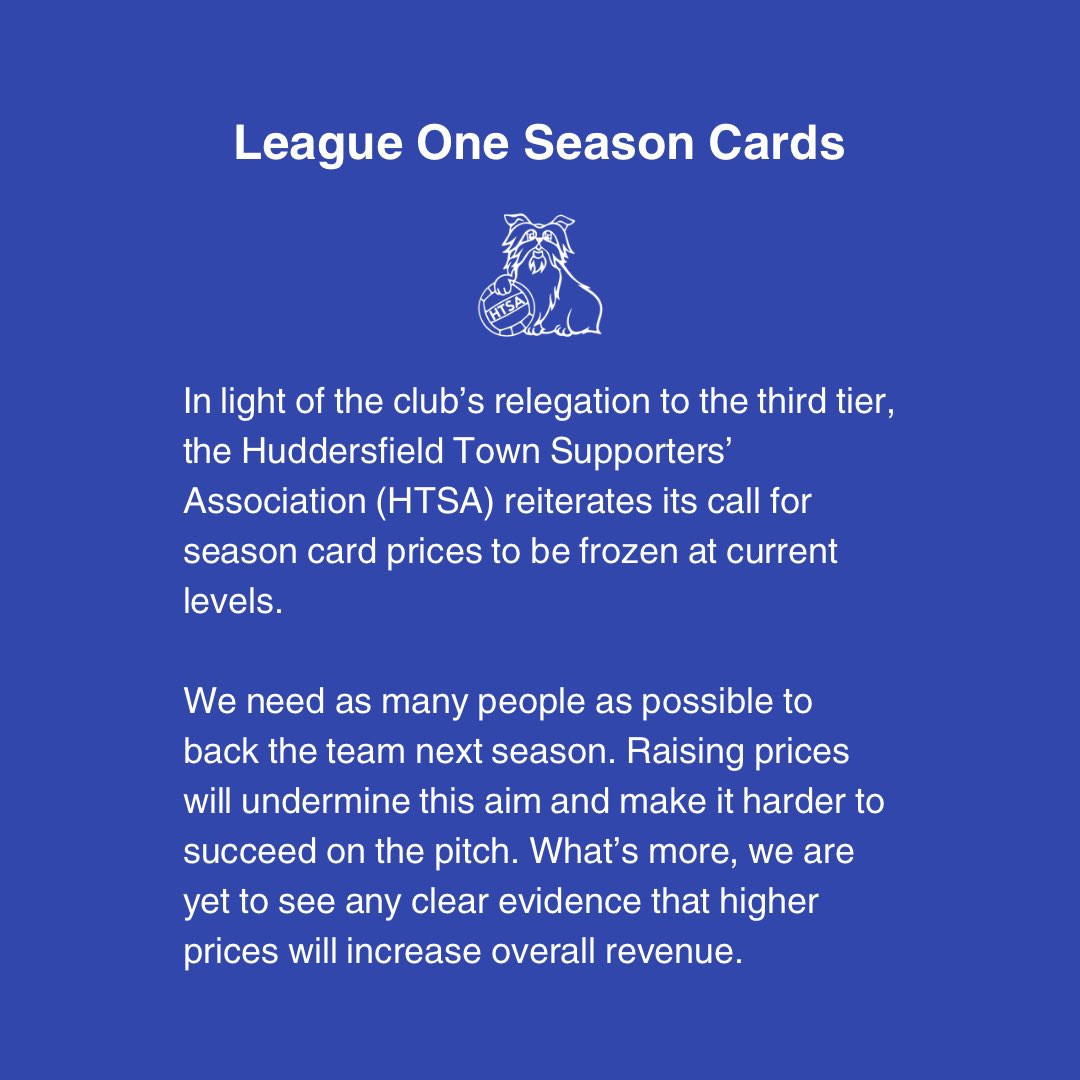 A short follow-up statement on season cards ⤵️ #htafc