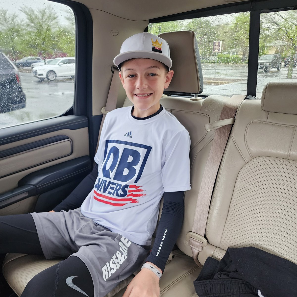 the FBU camp today before check in.. Tell me you went to a lot of camps without telling me you went to a lot of camps.@A1DUDES hat @QBUniverseQBU shirt, @NxtLevelAtx shorts, lol time for some @FBUcamp swag @AndrewSFlorio @QBHitList @quarterbackmag @TheQBEngineer