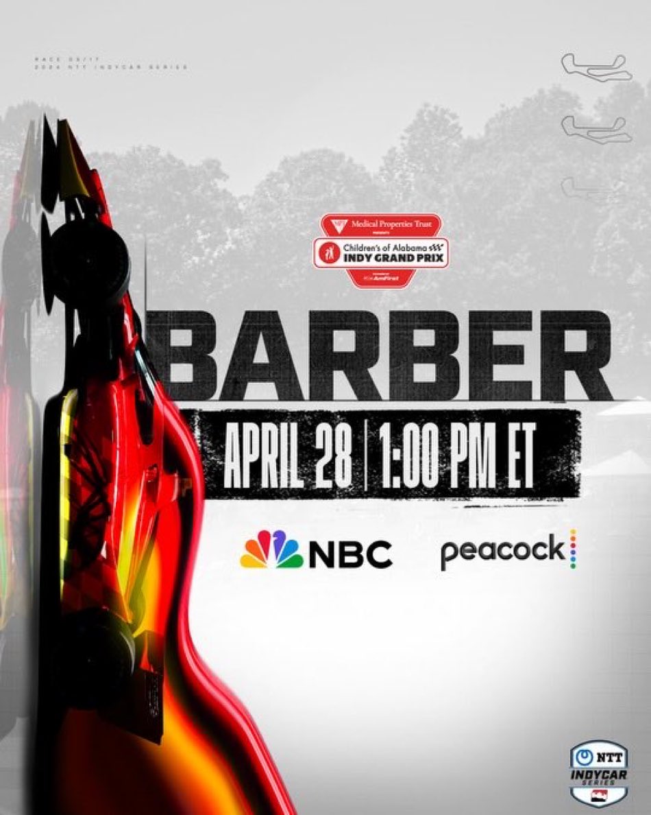 Good morning from Alabama! It’s @indycar race day 👏 90 laps around the stunning @BarberMotorPark and we’ll see you soon on @nbc @NBCSports @IndyCaronNBC @FirestoneRacing #indycar @peacock