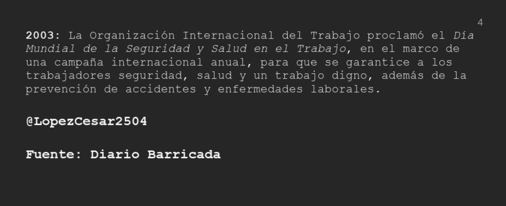 ✅️Efemérides 28 AbrilvDía Mundial de la Seguridad y Salud en el trabajo 📌Valentía coraje nobleza siempre los recordamos a caídos en los años 80. #UnidosEnVictorias Nicaragua @BetetaGaby @CarlosEmilioDH @ElCuerv0Nica