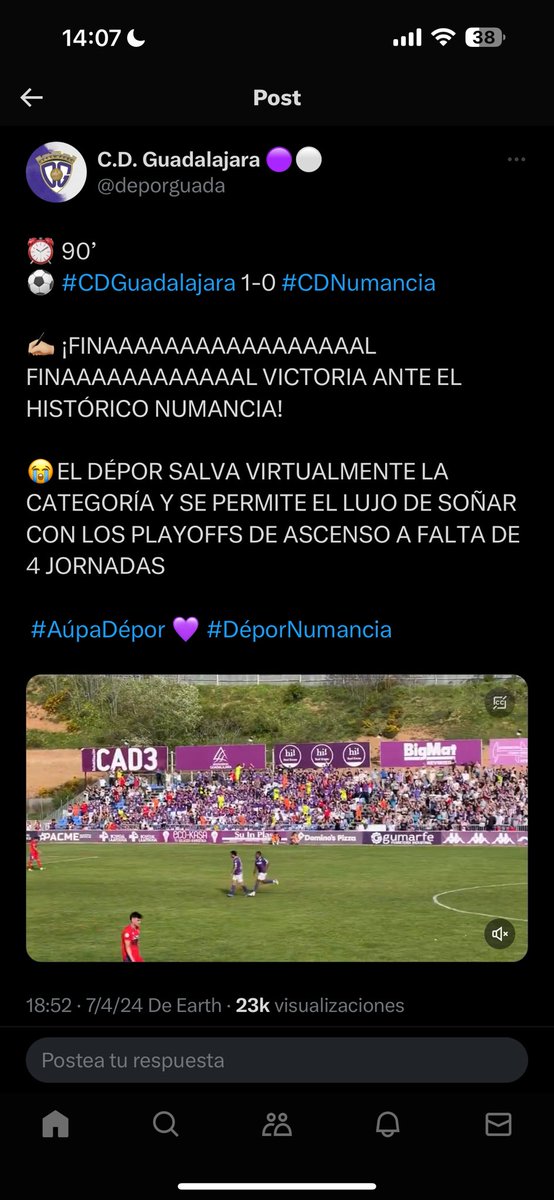 <a href="/deporguada/">C.D. Guadalajara ☝🏻🟣</a> Dependemos de nosotros mismos, porque en los duelos directos con Ursaria y Llerenense empatados y el general perdidisimo…
Por cierto, nunca hay que vender la piel del oso sin antes cazarlo…