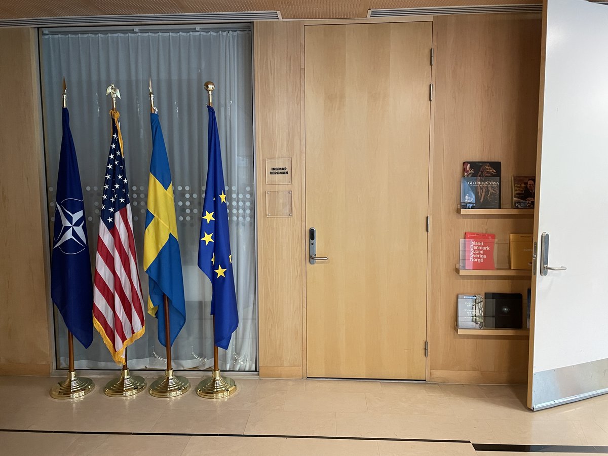 Spotted a new flag in the basement of the Swedish embassy in Washington, just down the hall from the children's playroom.
