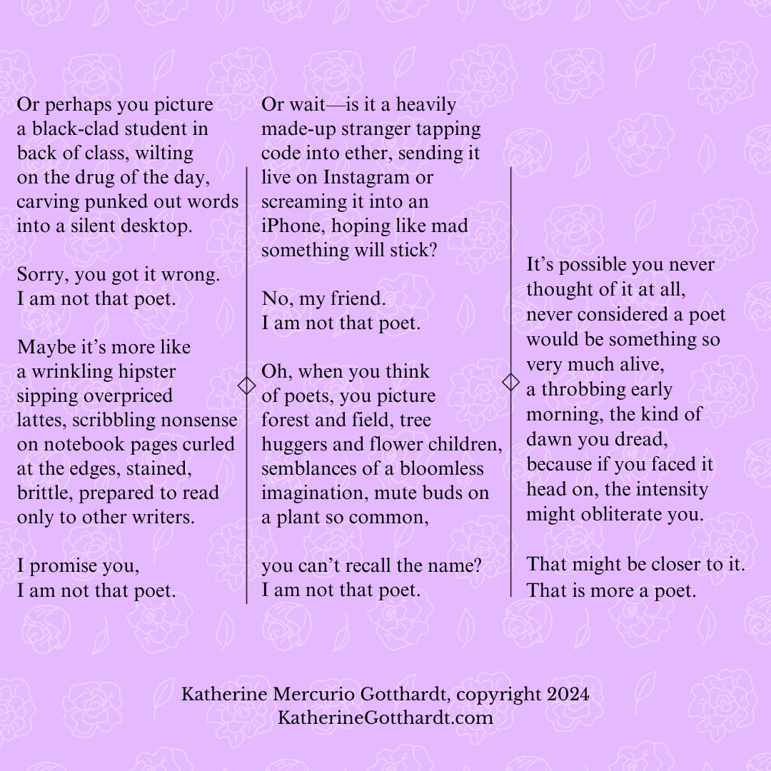 An exercise in perception. What assumptions do we make about other people? About creatives? About poets? 

#NationalPoetryMonth #KatherinesCoffeehouse #poetry #poem #PoetryCommunity #poet
